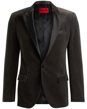 HUGO Regular Fit Solid Patterned Blazer - Black