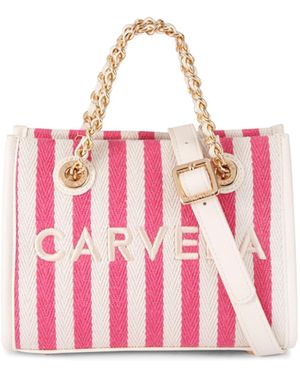 Carvela Kurt Geiger Canvas Sorrento Micro Stripe Bag - Pink