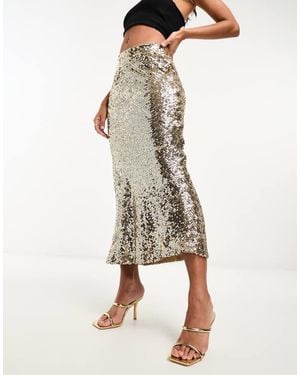 ASOS Sequin Bias Maxi Skirt - Natural