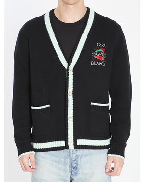 CASABLANCA Cardigan With Stacked Casa Mountain Temple Design - Black