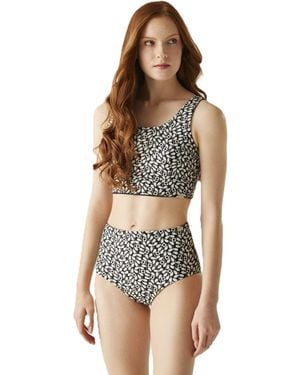 Regatta Orla Kiely Reversible Two Piece Floral Swimming Costume Bikini - Brown