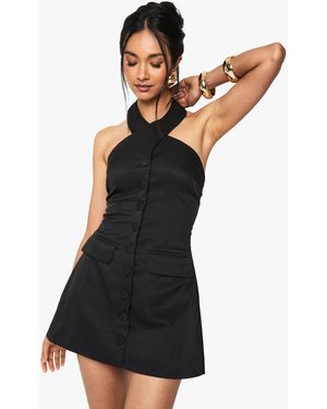 Boohoo Halterneck Tailored Micro Mini Dress - Black