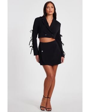 Quiz Wrap Mini Skirt - Black