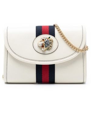 Gucci Pre-Owned Mini Leather Rajah Web Chain Crossbody - White