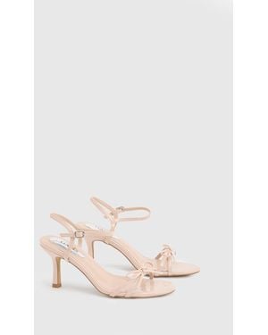 Oasis Scarlett Faux Leather 2 Part Bow Trim Medium Heeled Sandals - Pink