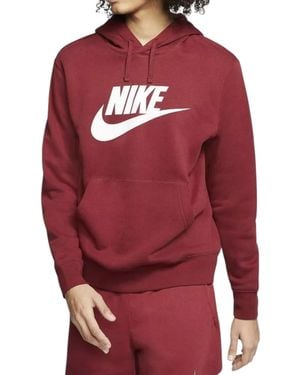 Nike Hoodie Bv2973 Sportswear Club Fleece Graphic Pullover Sweat - Red
