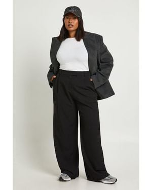 Boohoo Plus Basics Tailored Wide Leg Trouser - Black