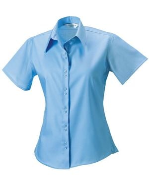 Russell Collection /Ladies Ultimate Short-Sleeved Shirt (Bright Sky) - Blue