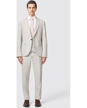 Twisted Tailor Claremont Slim Fit Linen Trousers - Grey