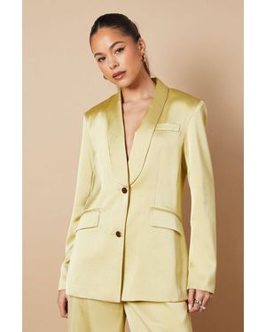 Oasis Satin Slim Tailored Blazer - Natural