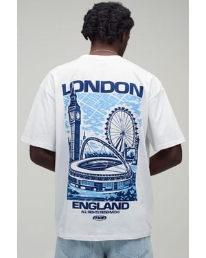 BoohooMAN Oversized London Landmark Print T-Shirt - Blue