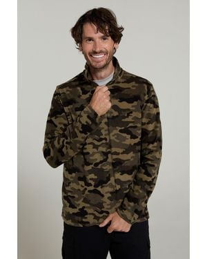 Mountain Warehouse 'Camber Ii' Half Zip Fleece Top Antipill Breathable Casual Winter Jumper - Green