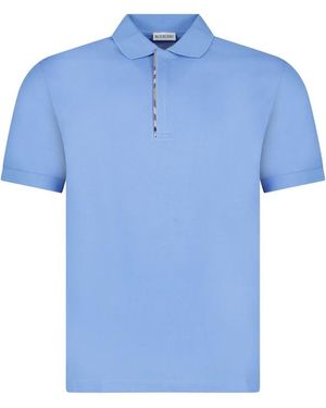 Burberry Hartford Zip Polo Shirt - Blue
