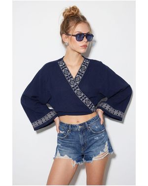Bianco Lucci Cotton Blouse - Blue