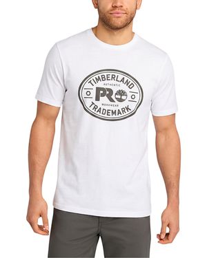 Timberland Pro Trademark Classic Logo T Shirts Summer Crew Neck Top New - White
