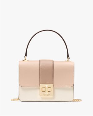 Kate Spade Phoebe Colourblock Refined Grain Leather Turnlock Mini Flap Crossbody - Brown