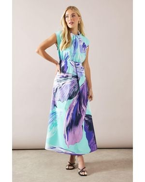 Wallis Petite High Neck Twist Detail Maxi Dress - Green