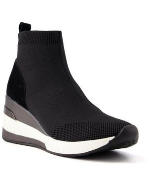 Dune Ladies Wf_engel - - Wide Fit Mid Wedge Sock Trainers Fabric - Black