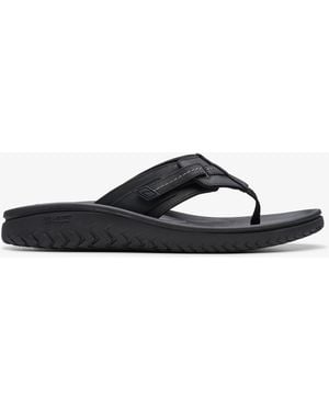 Clarks Wesley Sun Leather Sandals - Black