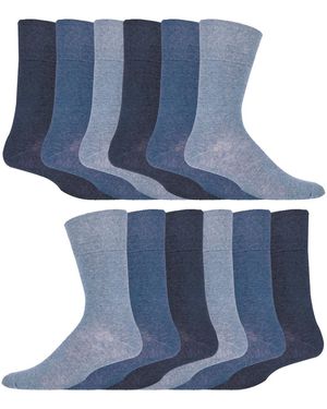 IOMI 12 Pair Multipack Gentle Grip Top Diabetic Socks - Blue