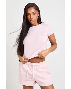 Boohoo Cap Sleeve Top And Sweat Short Tracksuit - Pink