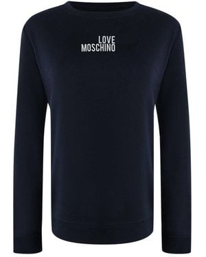 Moschino Love Long Sleeve T-Shirt Small Logo Cotton - Blue