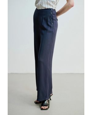 GUSTO Wide-Leg Trousers With Buttons - Blue