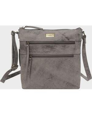 Assots London 'cori' Distressed Grey Real Leather Crossbody Bag