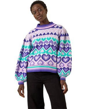 Roman Heart High Neck Knit Jumper - Blue
