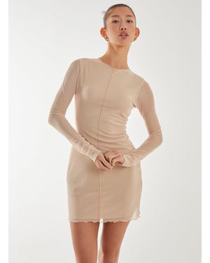 Pink Vanilla Mesh Bodycon Dress - Natural