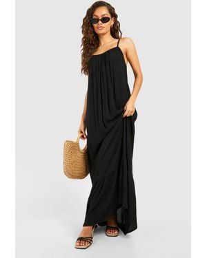 Boohoo Strappy Cheesecloth Maxi Dress - Black