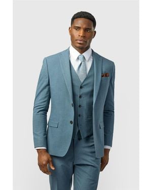 Limehaus Single Breasted Two Button Slim Fit Suit Jacket - Blue