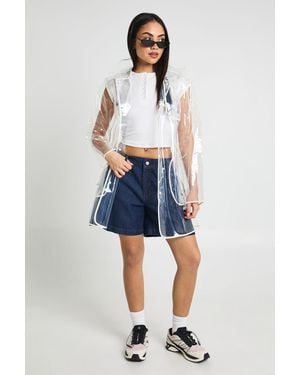 Boohoo Trim Detail Transparent Festival Mac - Blue