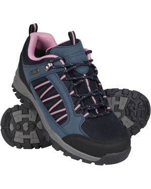 Mountain Warehouse 'Path' Walking Shoes Waterproof Breathable Cushioned Hiking Footwear - Blue