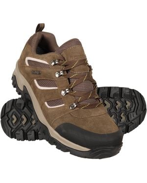 Mountain Warehouse 'Voyage' Waterproof Shoes Rubber Outsole Toe Bumper Walking Trekking Footwear Synthetic Leather - Brown