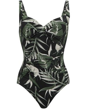 Regatta Sakari Tropical Zwempak Met Buikcontrole (Donker Tropisch) - Zwart