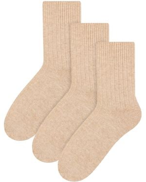 Steve Madden 3 Pairs Wool Dress Socks - Natural