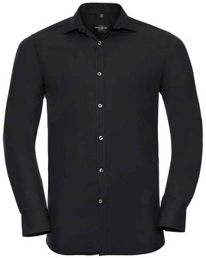 Russell Collection Ultimate Stretch Long-Sleeved Formal Shirt - Black