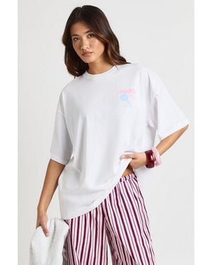 Boohoo Padel Front And Back Printed T-Shirt - White
