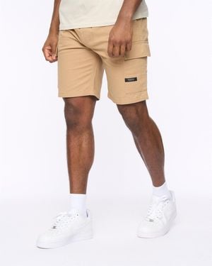 Crosshatch Utilate Elastic Waist Cargo Shorts - Natural