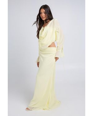 Boohoo Chiffon Ruched Waist Maxi Skirt - Natural