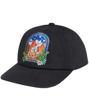 CASABLANCA Patch Cap L'Arche Du Desert Nuit Hat Cotton - Blue