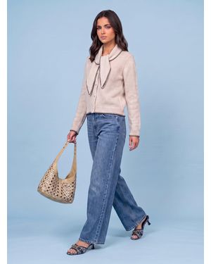 Urban Bliss Wool Blend Contrast Cardigan - Blue