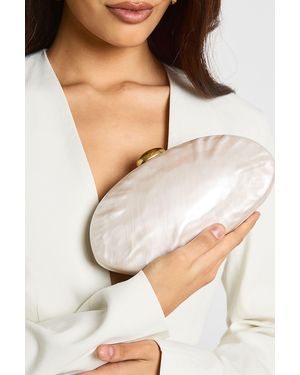 Boohoo Pearlised Hard Shell Clutch Bag - White