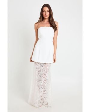 Boohoo Bandeau Lace Skirt Maxi Dress - White
