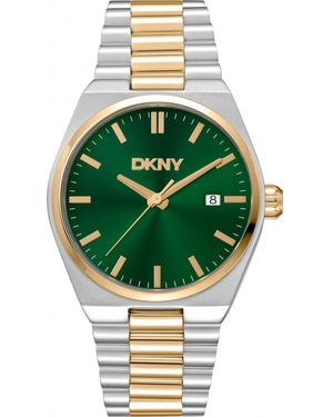 DKNY Date Green Dial Two-tone Gold Stainless Steel Bracelet Watch