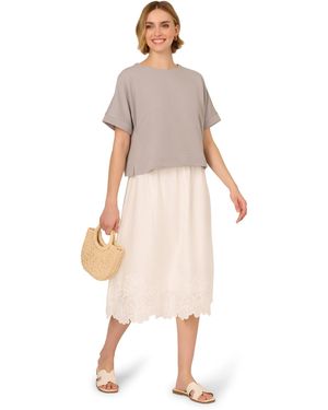 Adrianna Papell Ottoman Rib Dolman Knit Top With Button Back Detailing - Natural