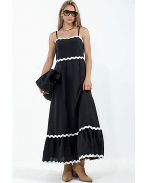 Msn-Collection Strapless Linen Maxi Dress - Blue
