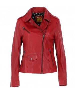 Ashwood Leather 'Furia' Real Slim Fit Biker Jacket - Red