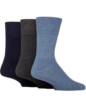 Gentle Grip 3 Pack Bamboo Socks Soft Breathable Cushioned Crew - Blue